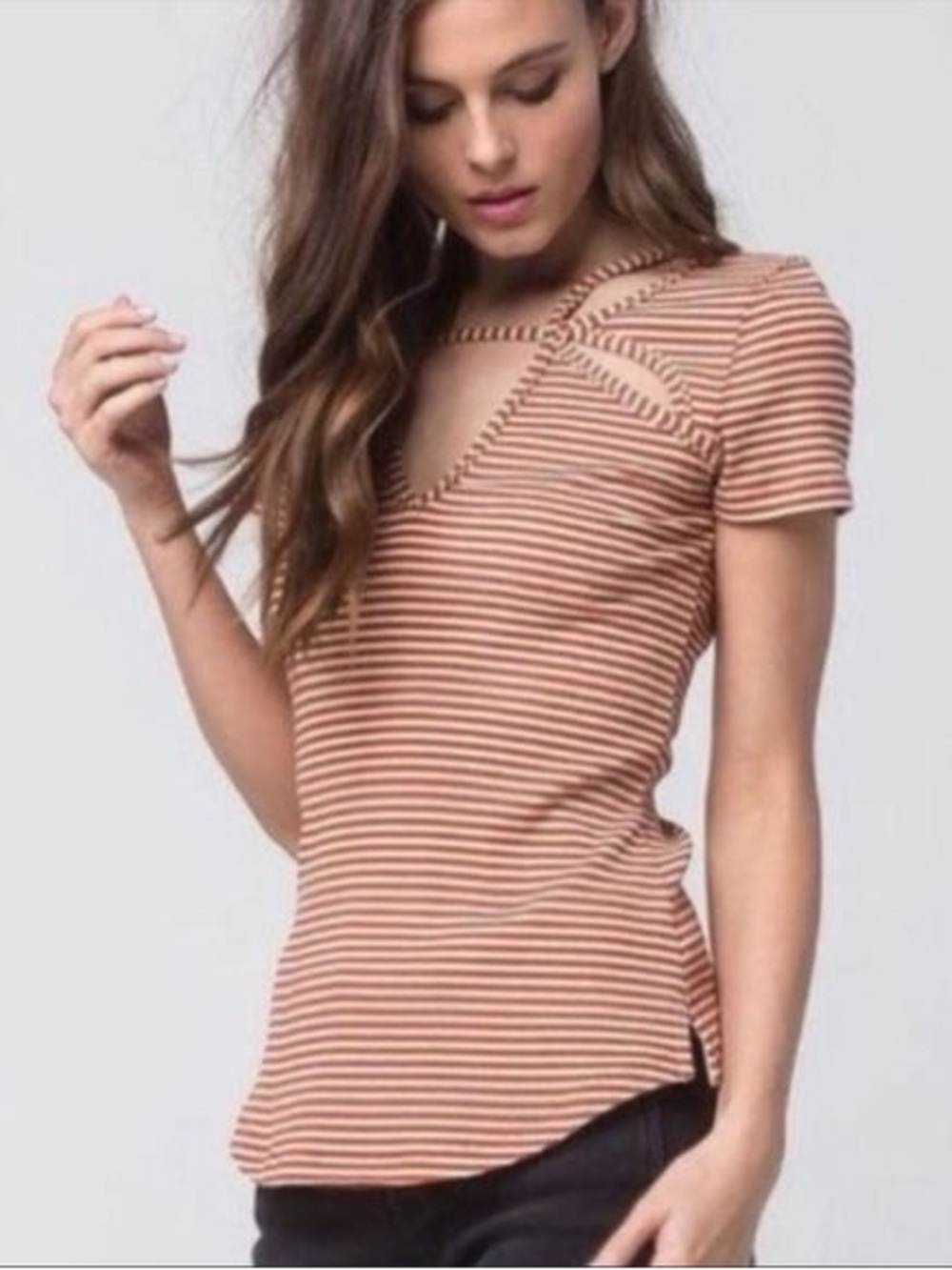 FREE PEOPLE frenchie shirt size L 70s style cayenne